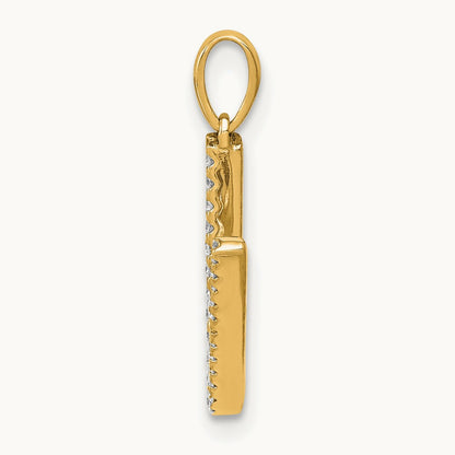 Diamond Letter V Initial Pendant, 14K
