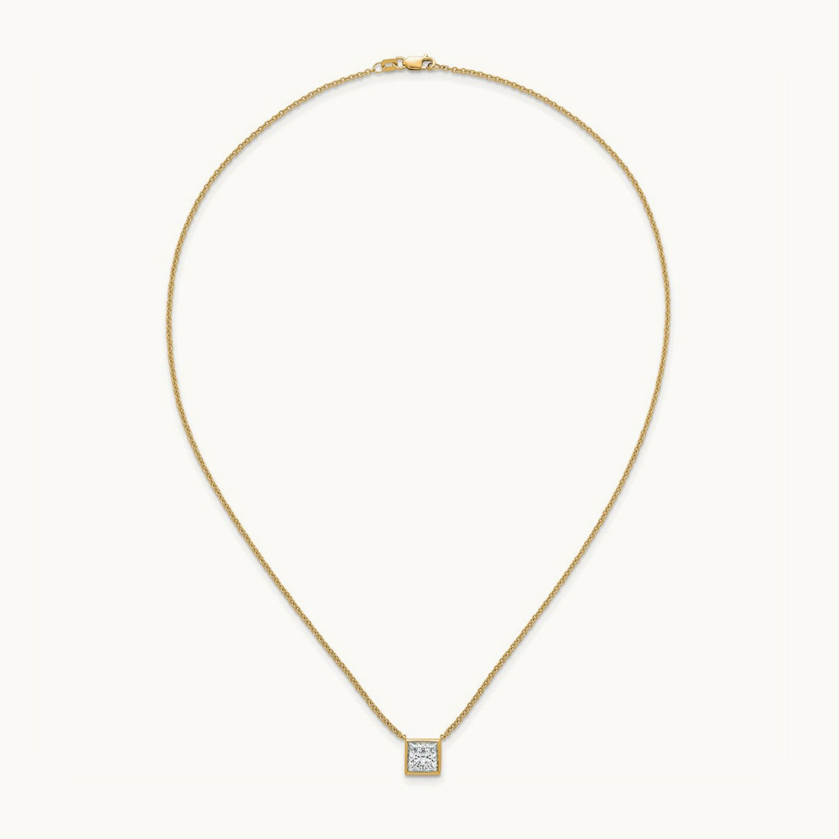 Princess Bezel Set Pendant, 1.00-4.00 ct tw Lab-Grown Diamond — 2 ct, 14K Yellow Gold