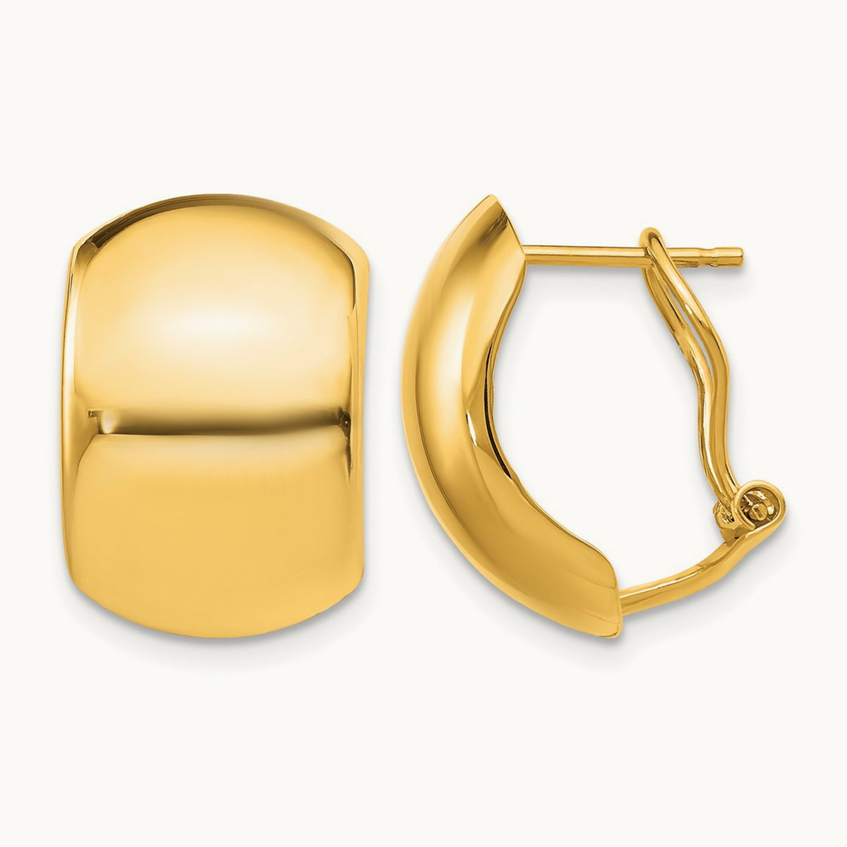 Polished Omega Back Earrings, 14K