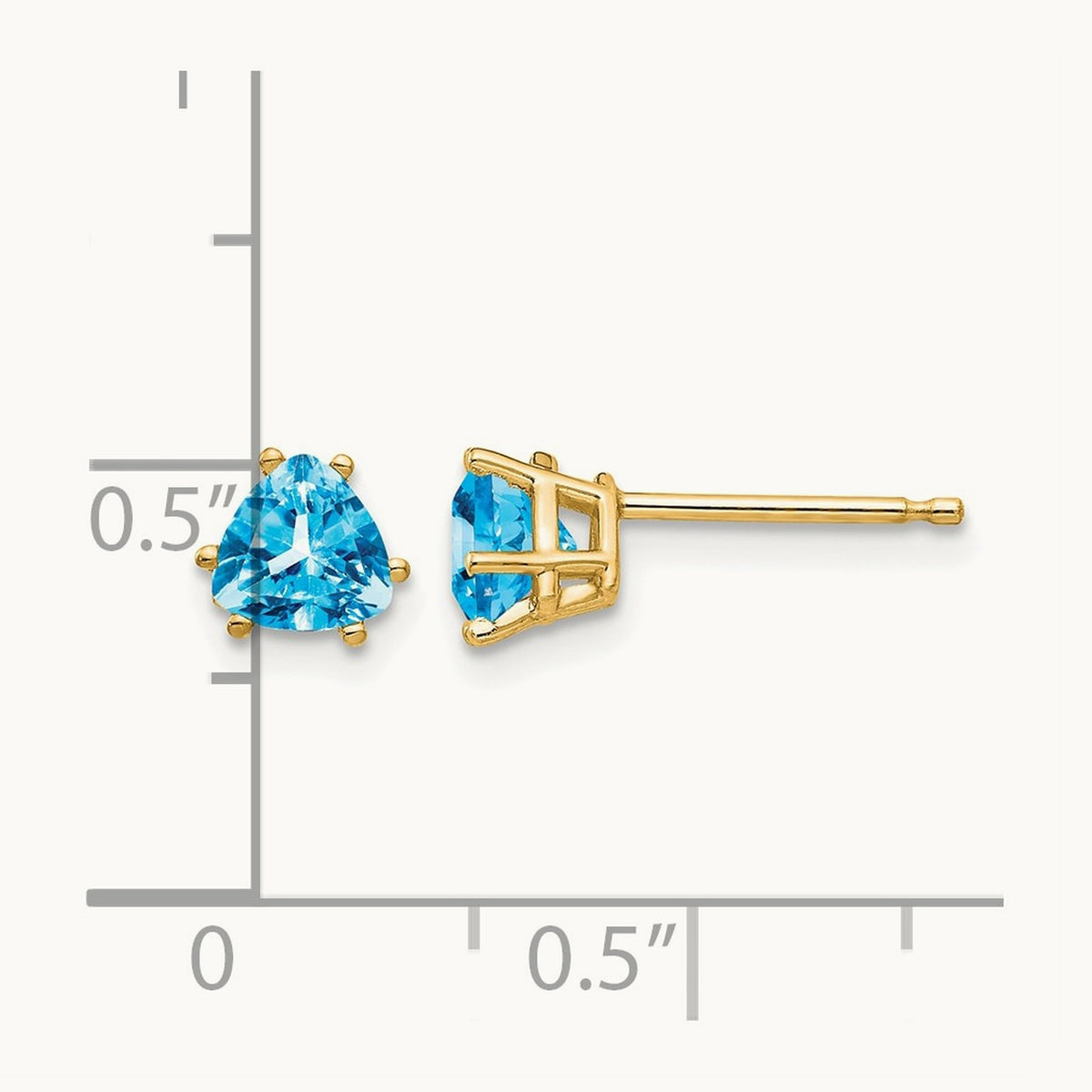 Trillion Blue Topaz Earrings, 5mm, 14K