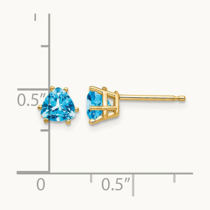 Trillion Blue Topaz Earrings, 5mm, 14K