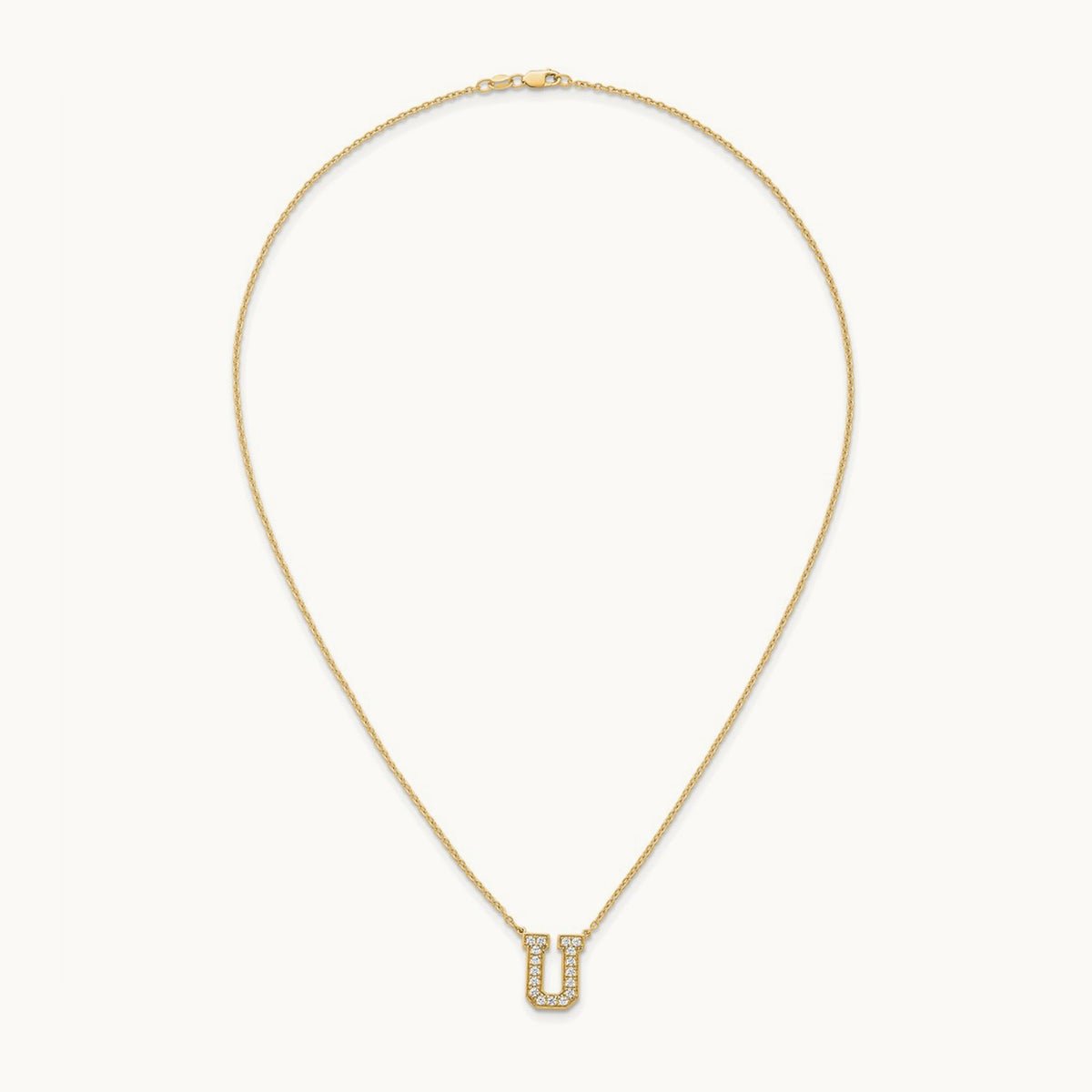 Initial Necklace — 14K Yellow Gold, U, 3/8 ct
