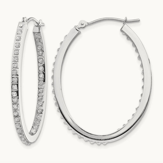 WG Diamond Fascination Diamond Dust/Accent Oval Hoop Earrings, 14K