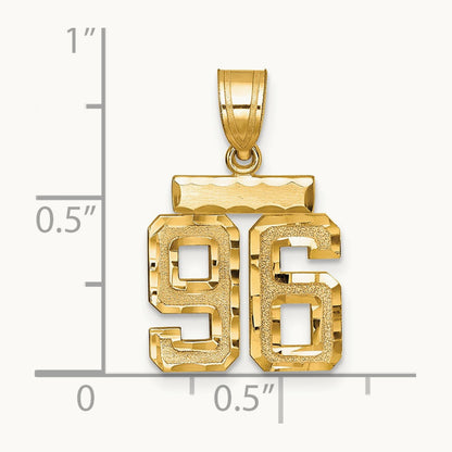 Small Brushed Diamond-cut Number 96 Charm, 14K