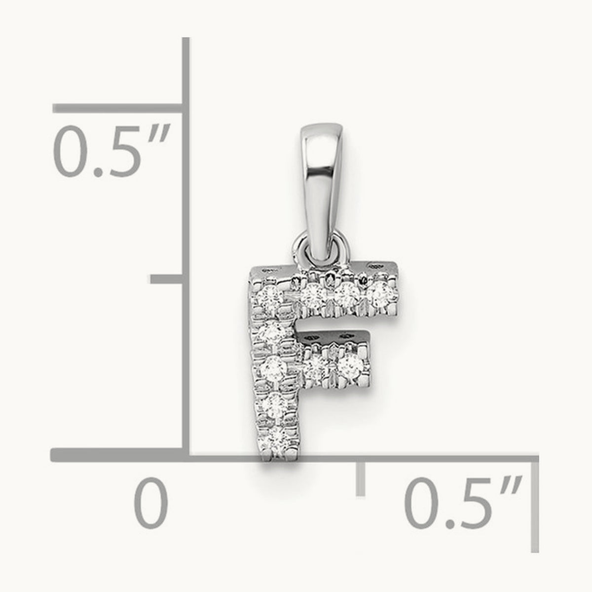Diamond Initial with Bail Pendant — 14K White Gold, F
