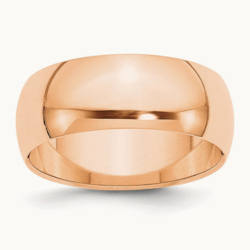 Half Round Band, 8mm, 10K Rose Gold