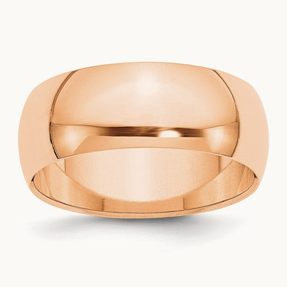 Half Round Band, 8mm, 10K Rose Gold