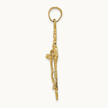 INRI Fleur De Lis Crucifix Pendant — 14K Yellow Gold, 41mm