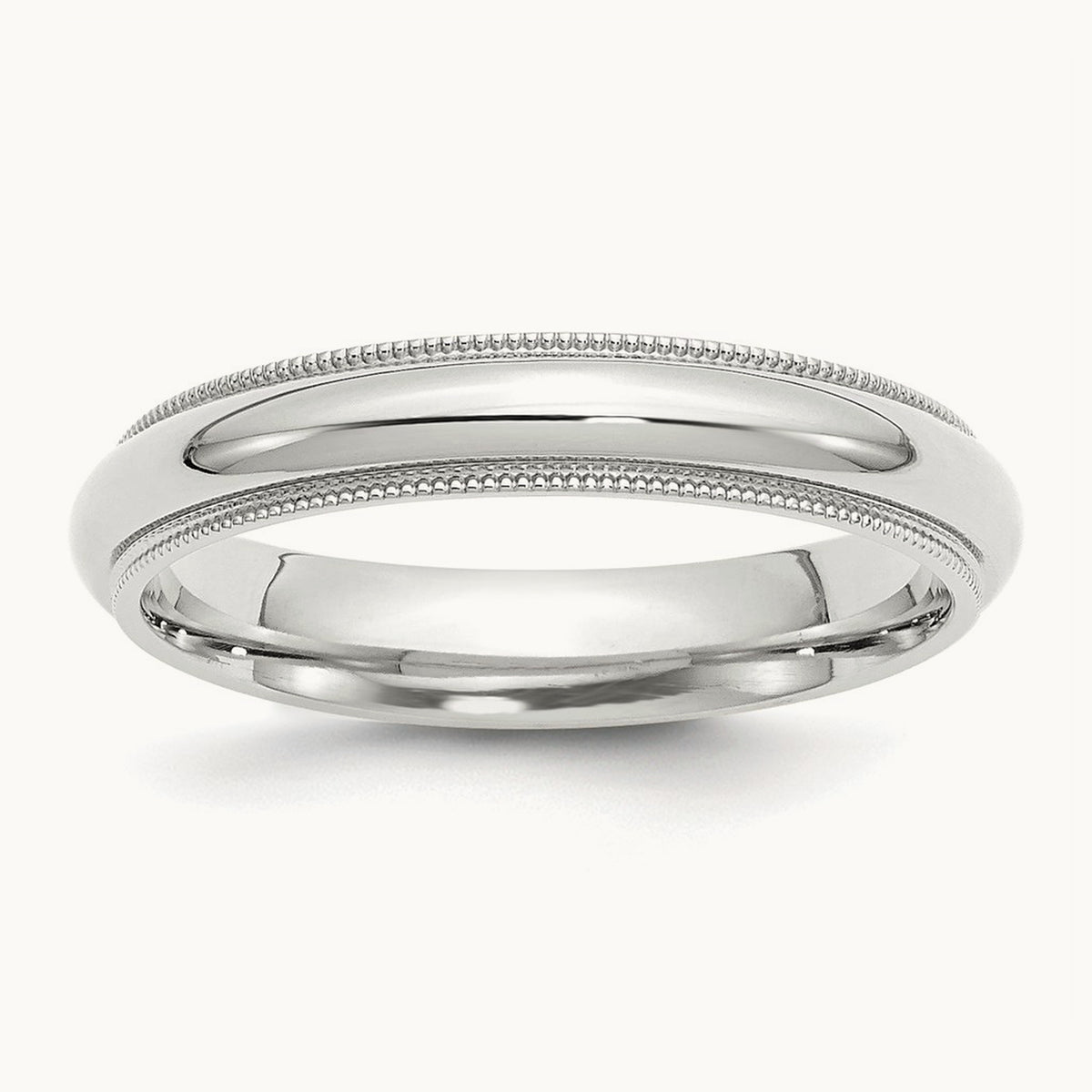 Milgrain Comfort Fit Band — 14K White Gold, 4mm