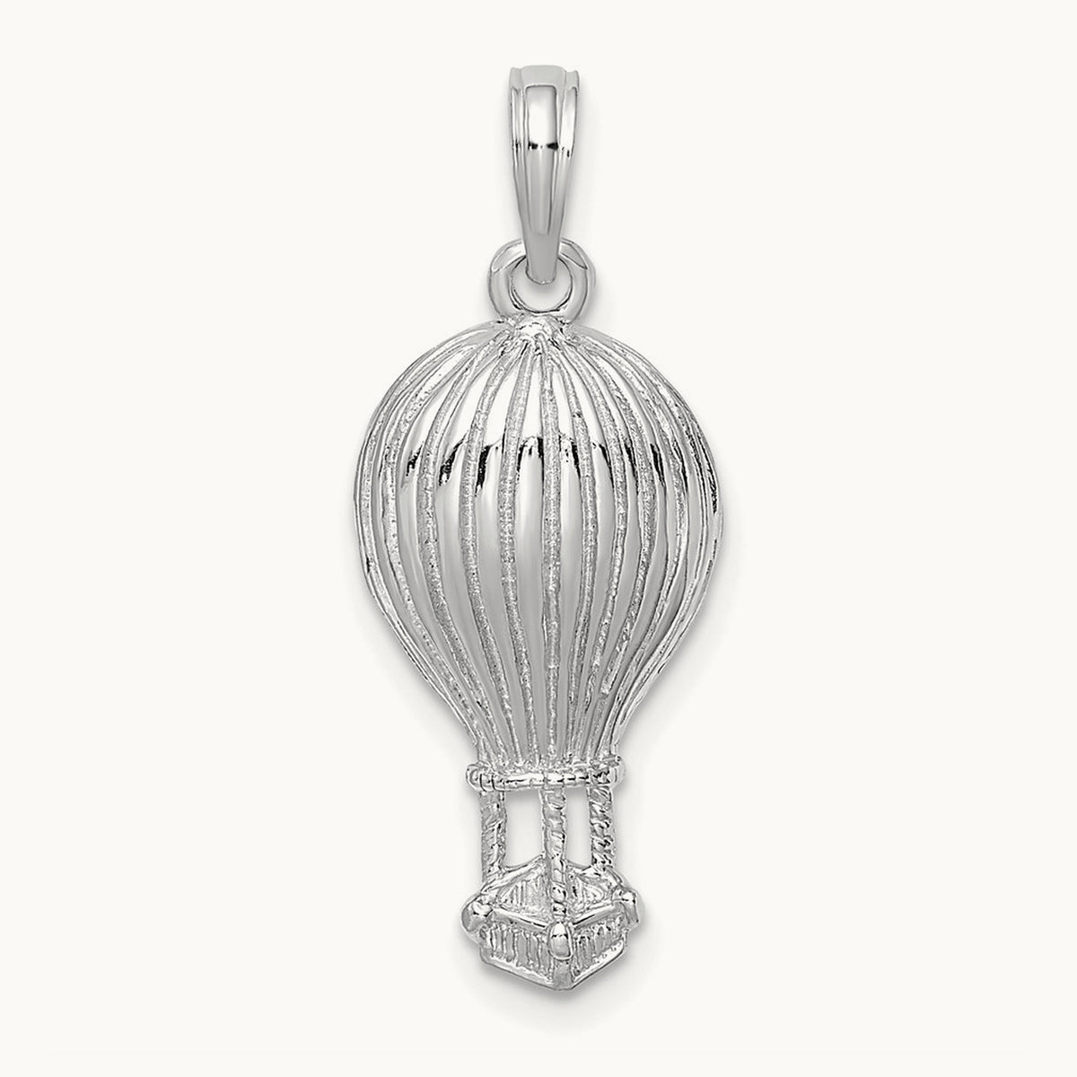 Polished Hot Air Ballon Charm — 14K White Gold