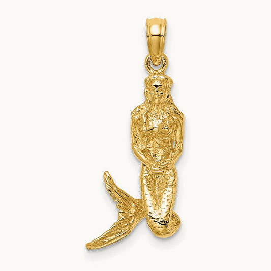 3-D Mermaid Charm, 14K