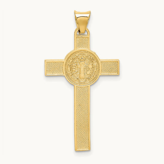 St. Benedict Medal Crucifix Cross Pendant, 14K Two-tone