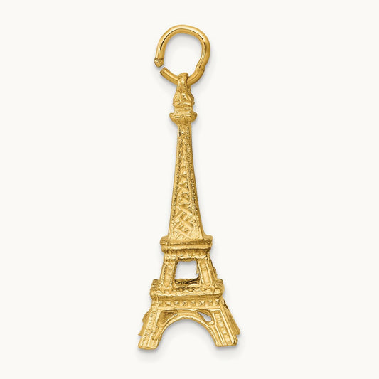 3D Eiffel Tower Charm, 14K Yellow Gold