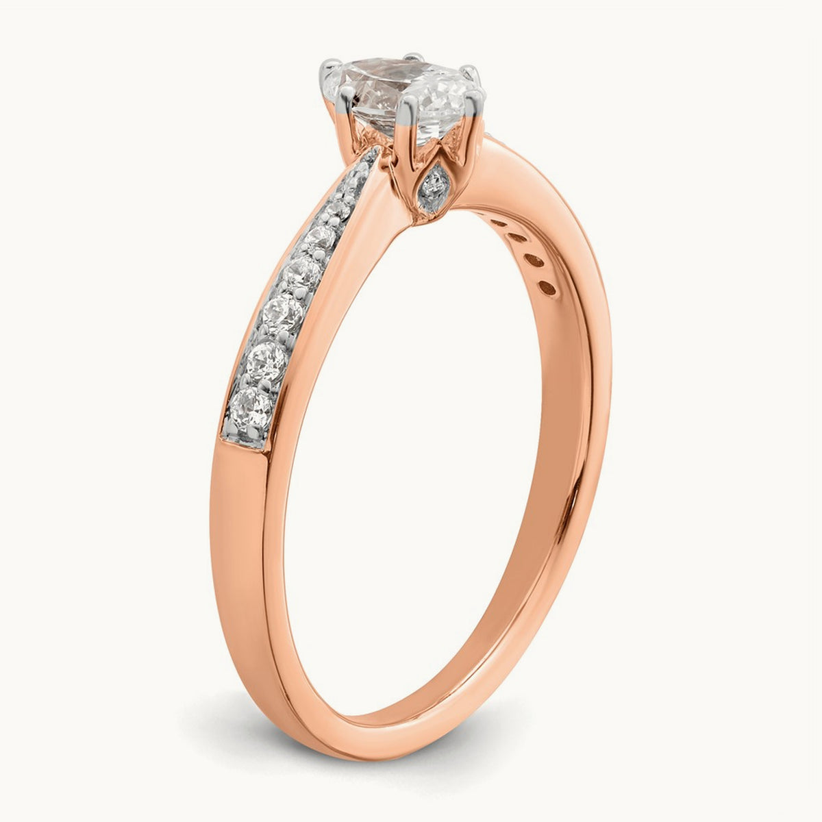 Oval Leaf Design Semi-Mount Ring — 1/2 ct, 7