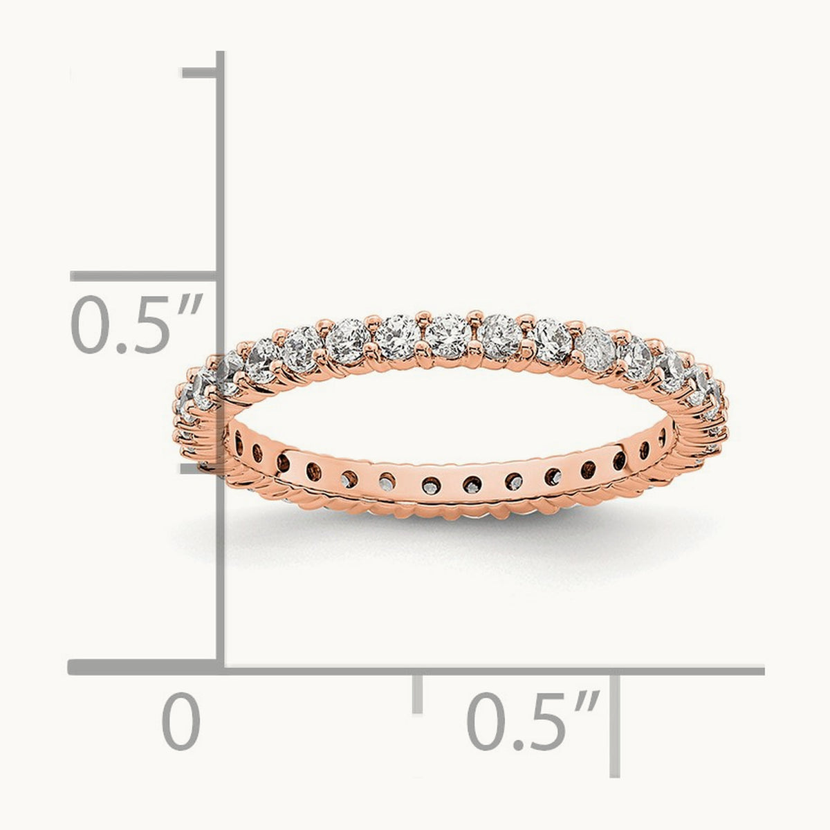 Polished Shared Prong Diamond Eternity Band — 14K Rose Gold, 0.5 ct