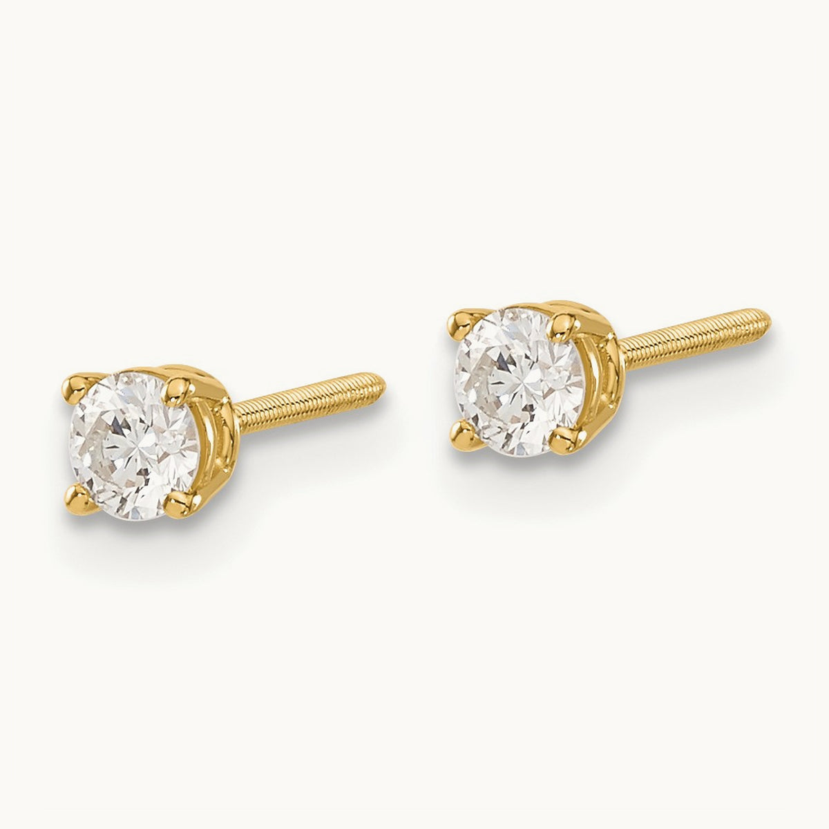 Diamond Stud Thread on/off Post Earrings — 3.4mm