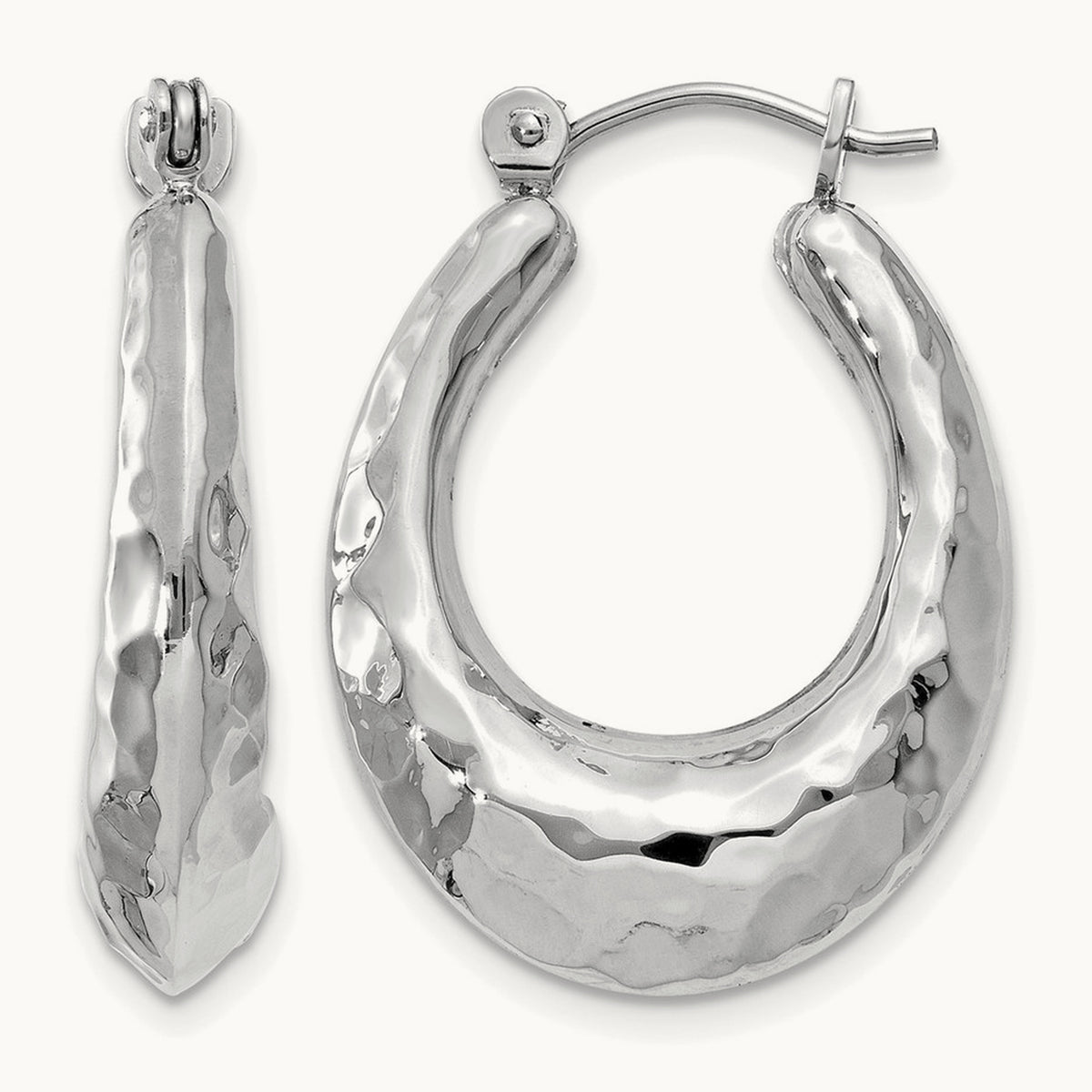 Polished Hammered Hoop Earrings — photo set