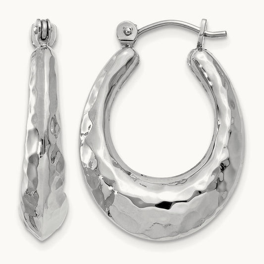Polished Hammered Hoop Earrings — photo set