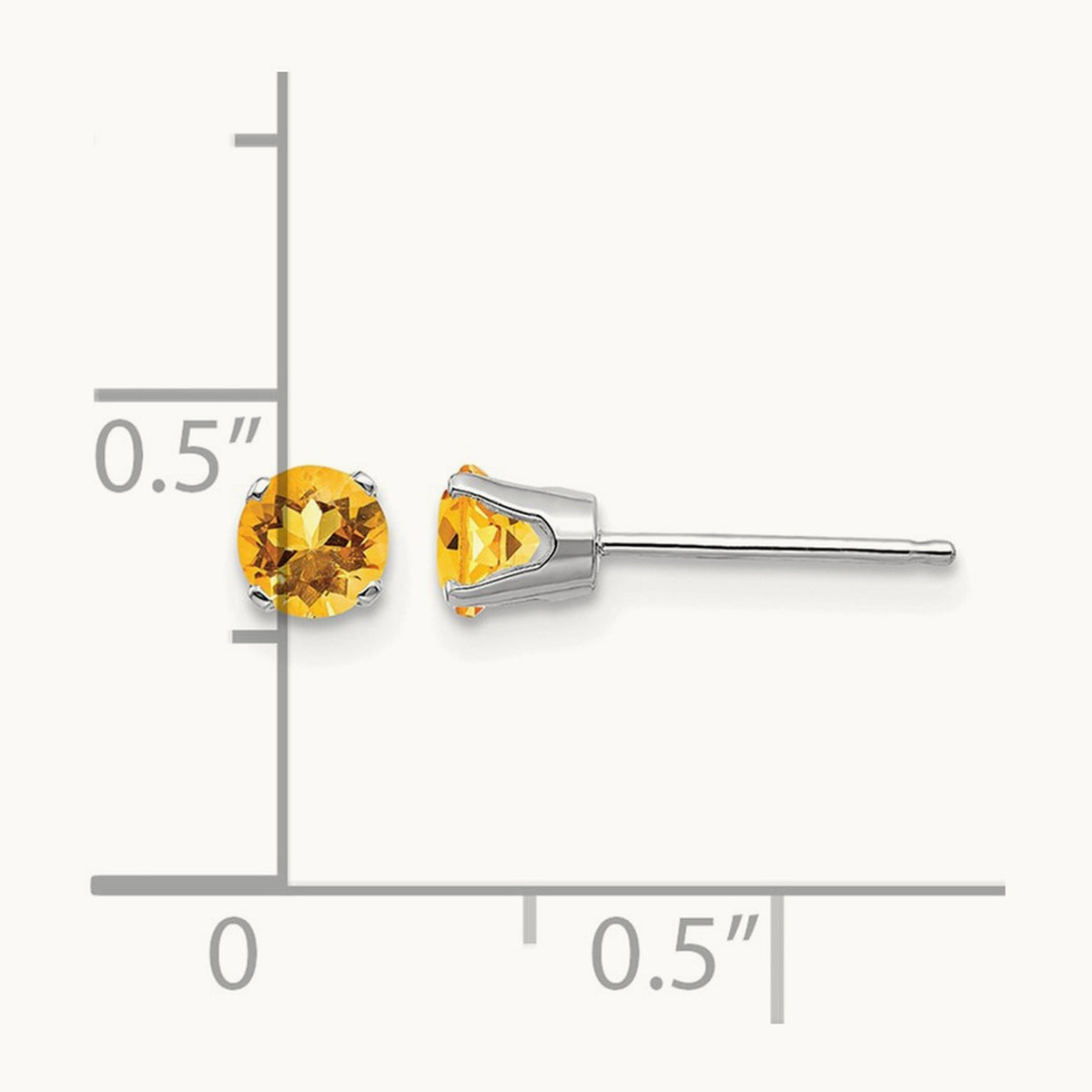 Citrine Stud Earrings — 4mm