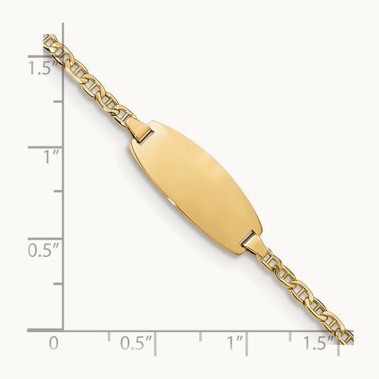 Semi-Solid Oval Anchor ID Bracelet — 14K Yellow Gold