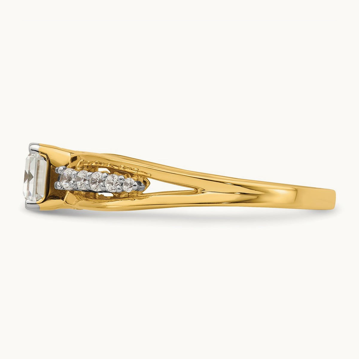 East West Emerald Semi-Mount Engagement Ring — 1 ct, 7