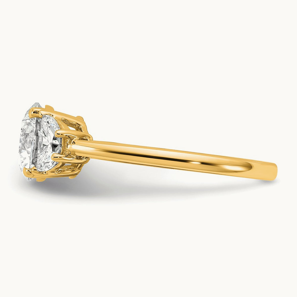 Round 3 Stone Engagement Ring, 1.25-4.00 ct tw Lab-Grown Diamond — 2 ct, 14K Yellow Gold