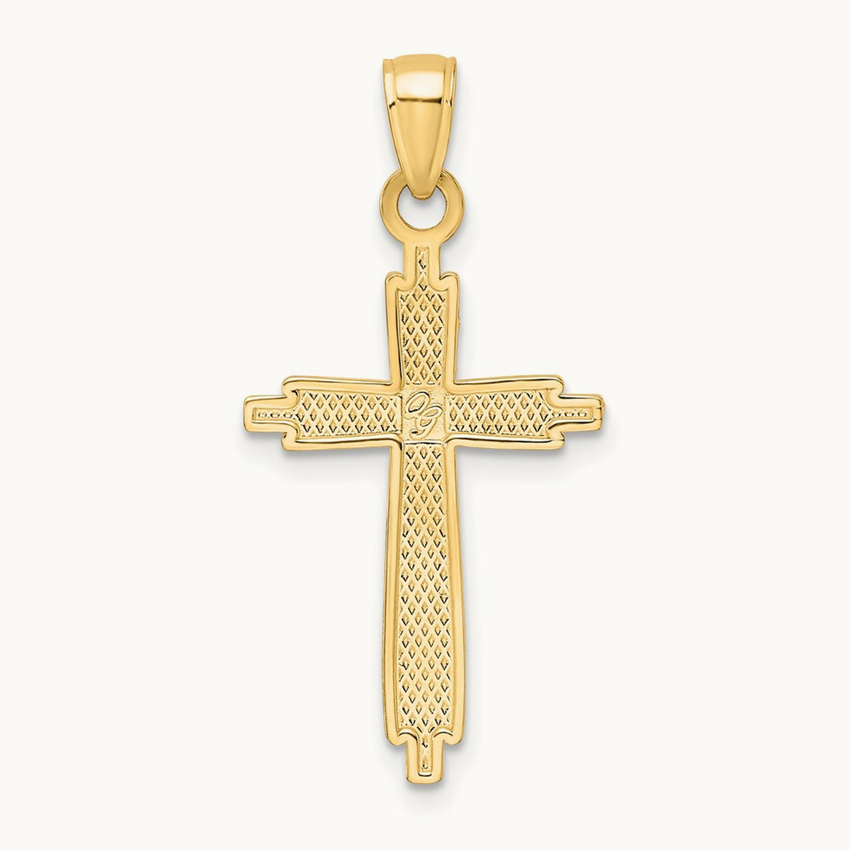 Polished & Textured Fancy Cross Pendant — 34mm
