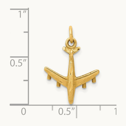 3-D Airplane Charm — 14K Yellow Gold