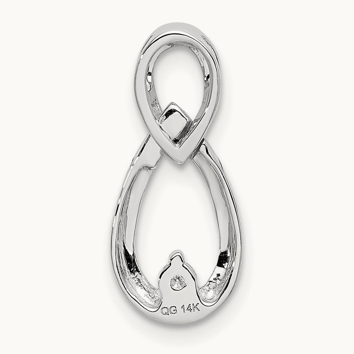 1/20ct. Diamond Teardrop Infinity Chain Slide, 14K White Gold