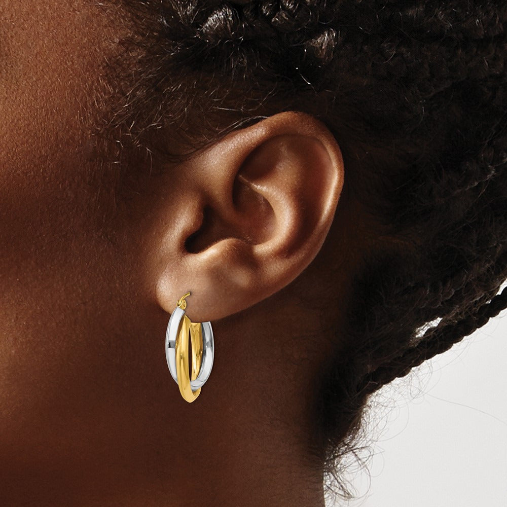 Polished Double Hoop Earrings — 14mm