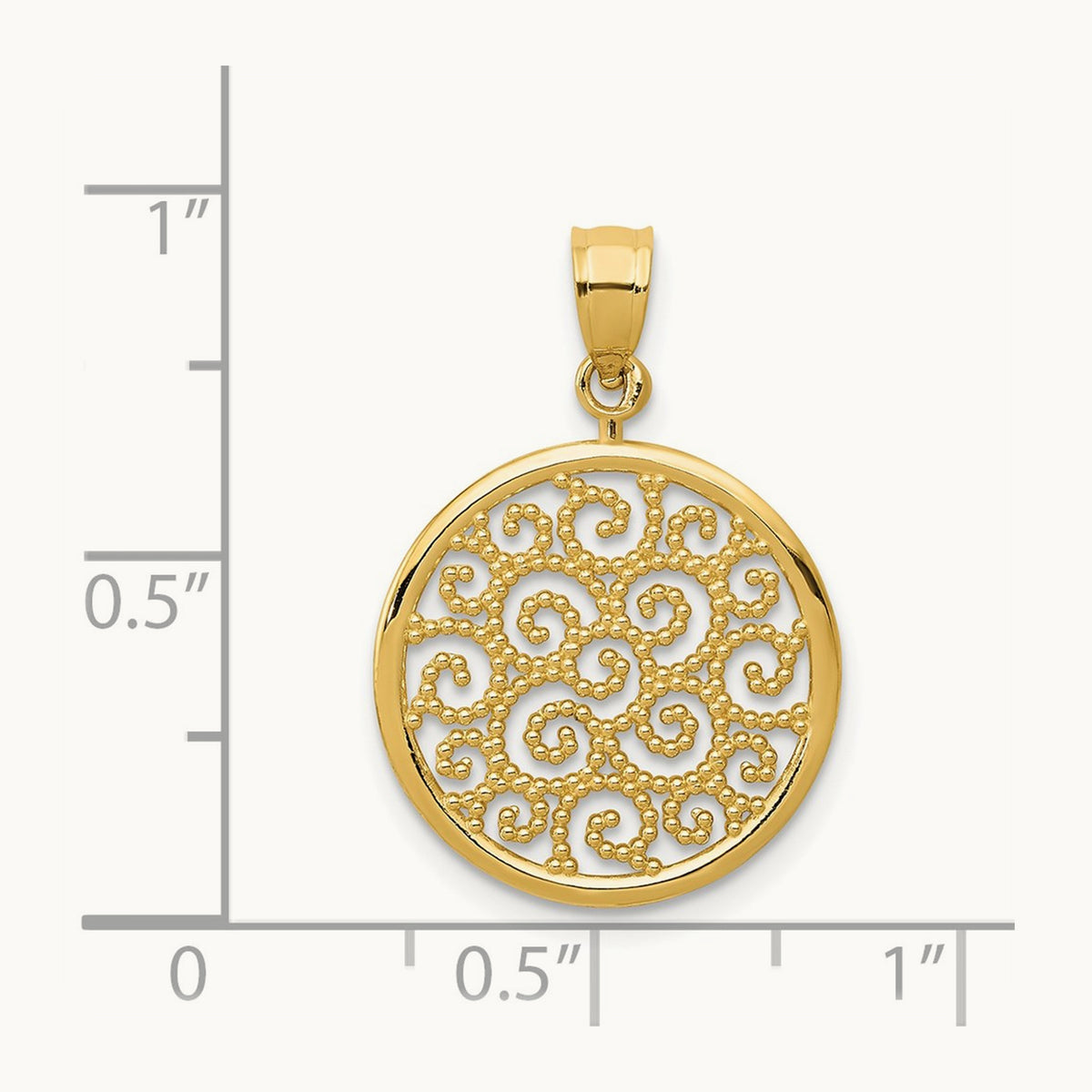 Filigree Round Pendant, 14K