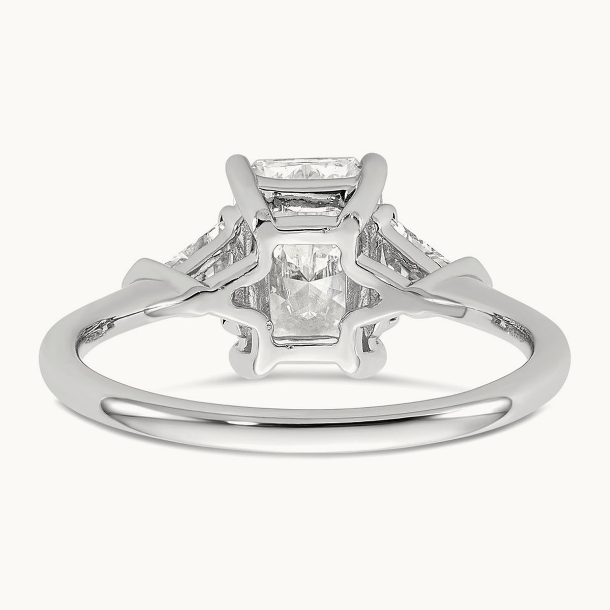 Radiant & Triangle Engagement Ring, 1.25-3.50 ct tw Lab-Grown Diamond — 2 ct, 14K White Gold