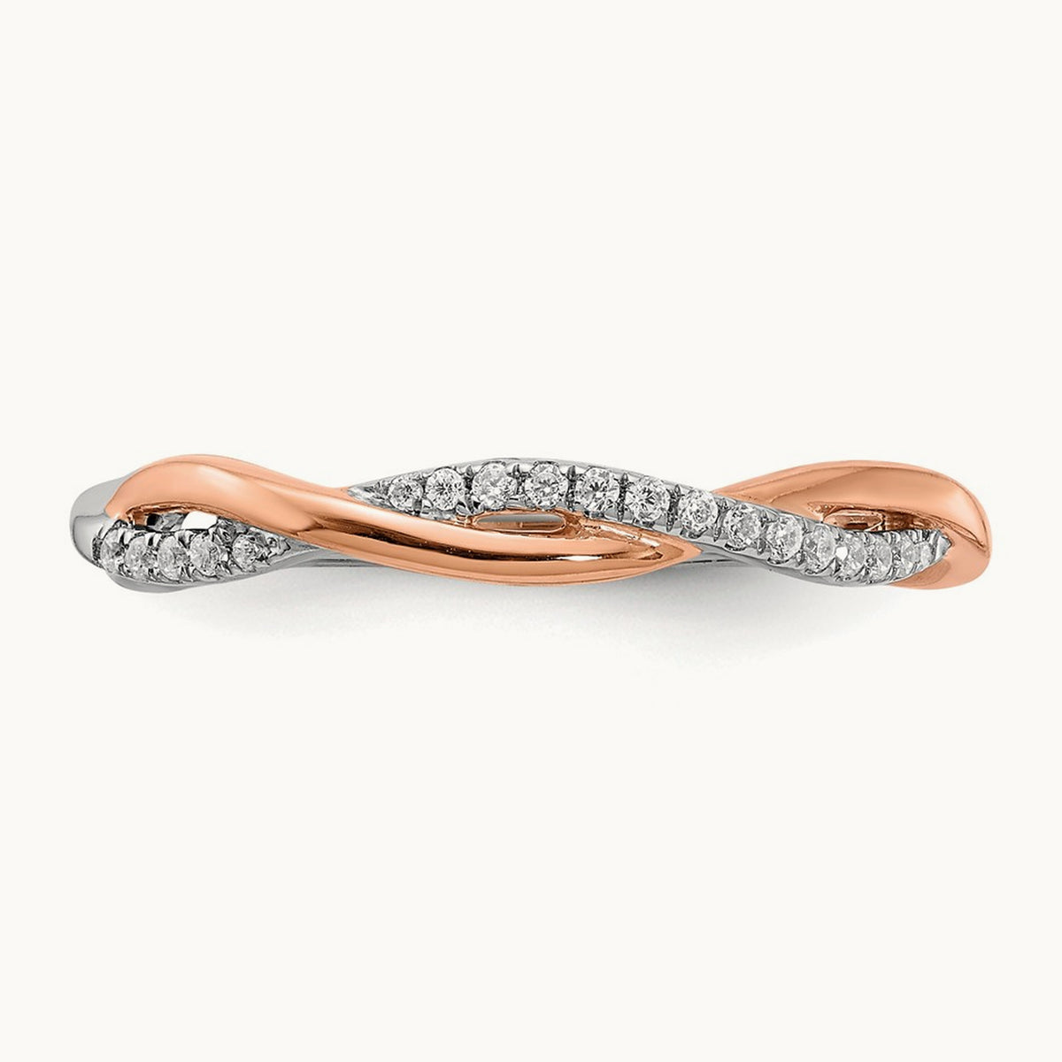 Diamond Wedding Band, 14K White with Rose Gold