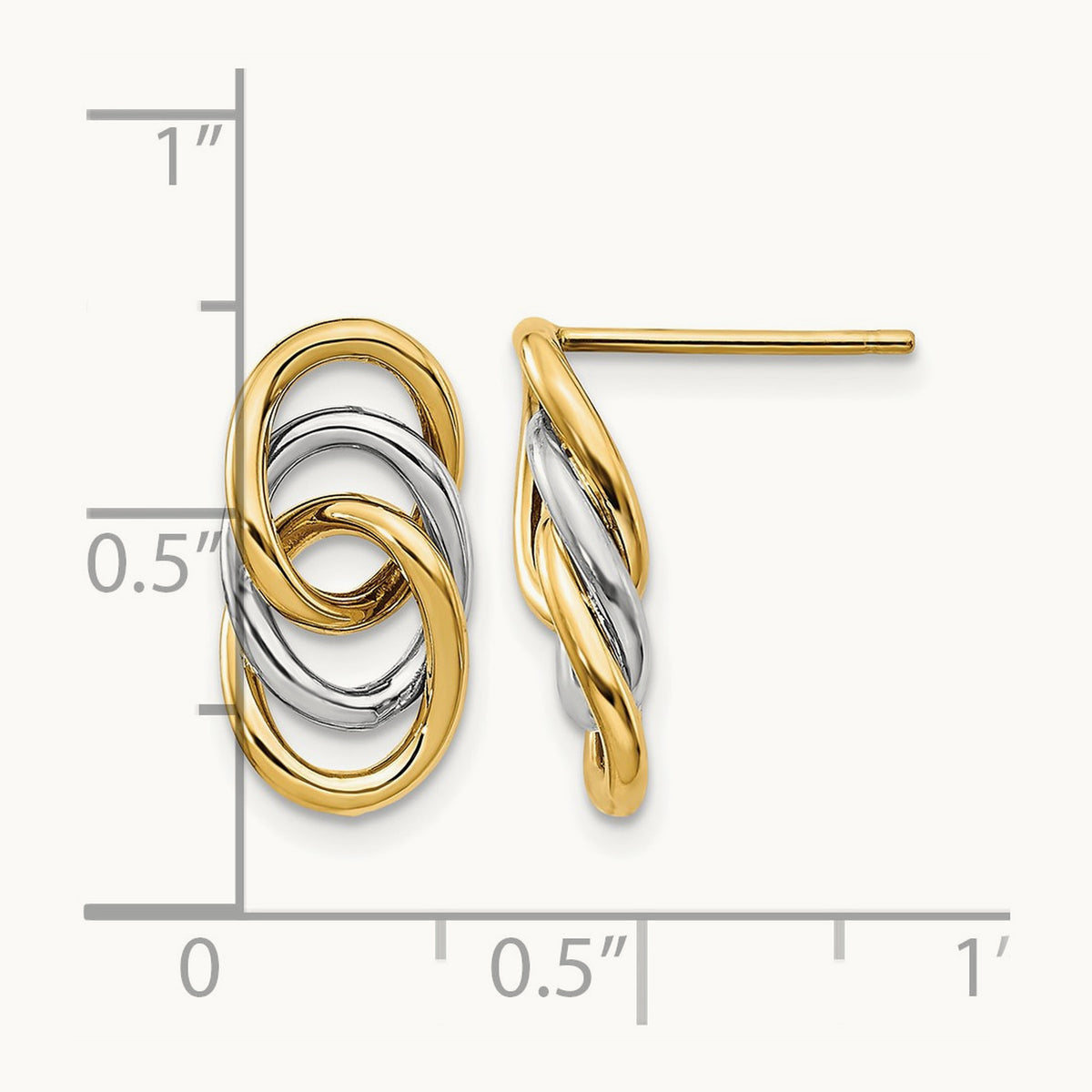Polished Circles Post Earrings, 14K Two-tone — Leslie's