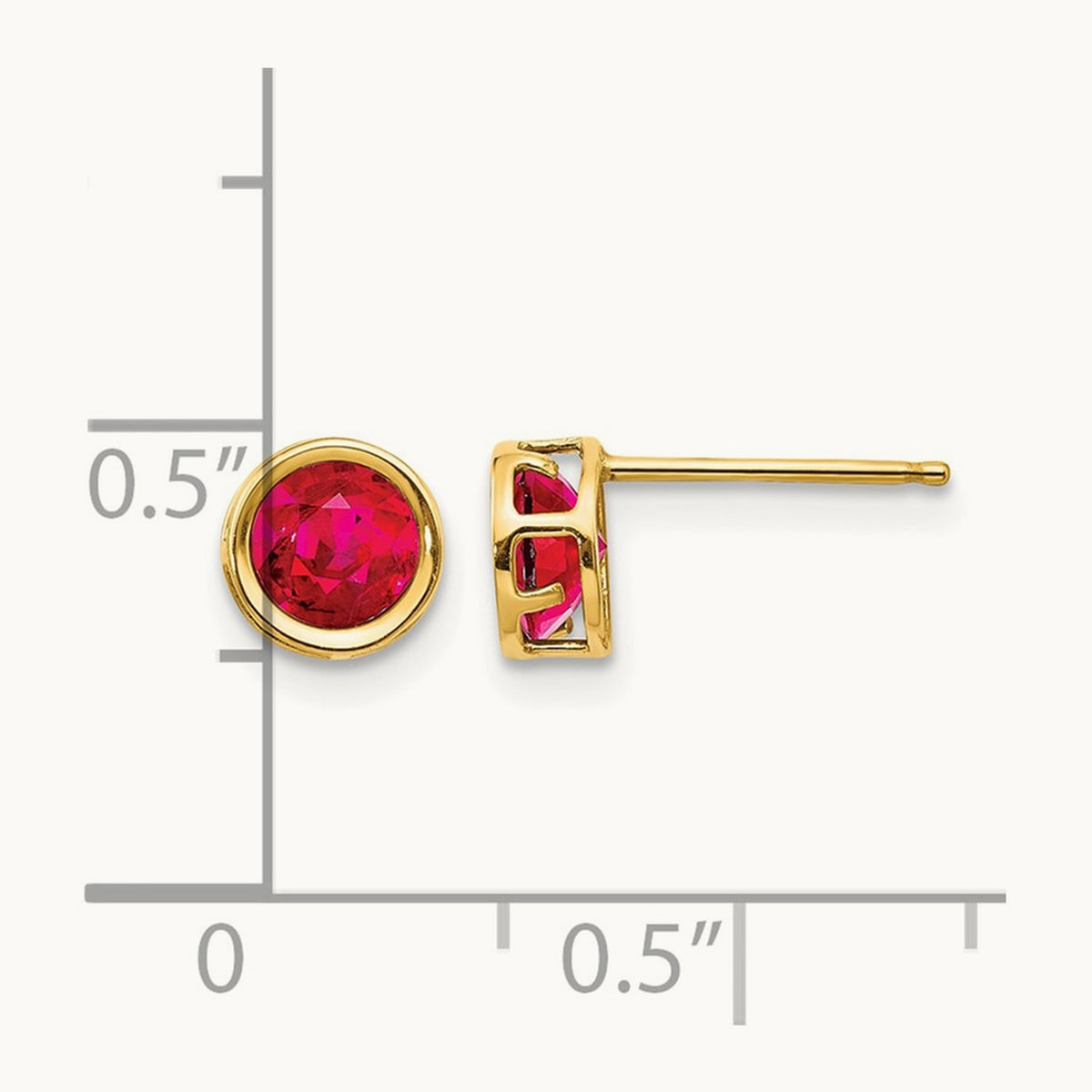 Bezel Ruby Stud Earrings — 14K Yellow Gold