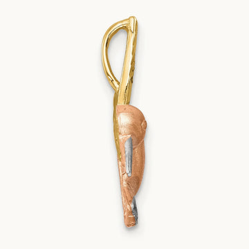 w/White Rhodium Satin Diamond-cut Hummingbird Slide, 14K Two-tone