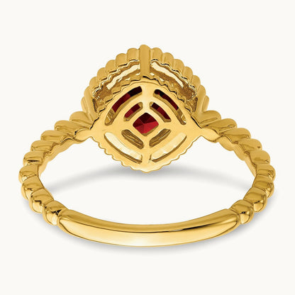 Cushion Garnet Ring, 14K