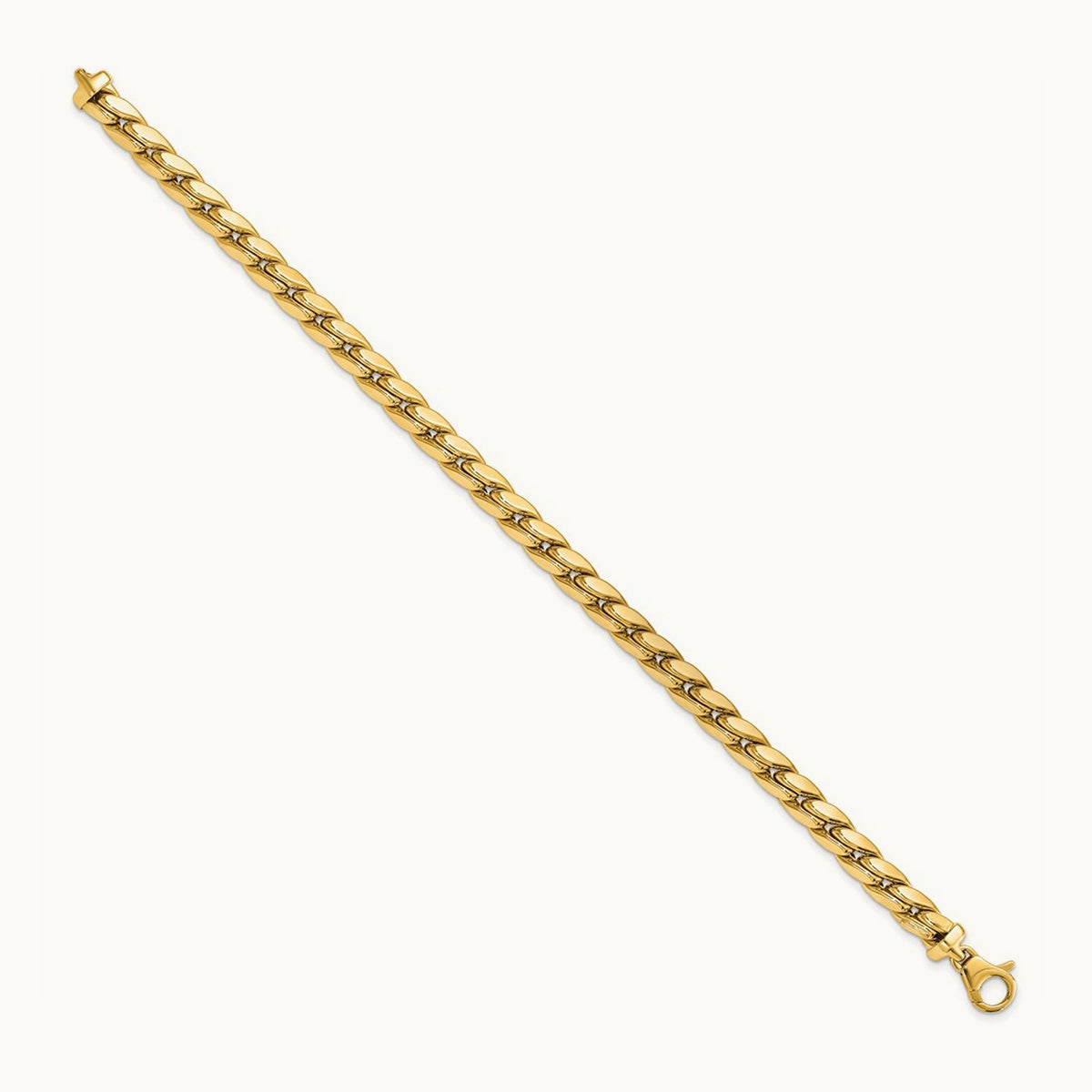 Polished Fancy Link Men's Bracelet, 14K