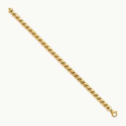 Polished Fancy Link Men's Bracelet, 14K
