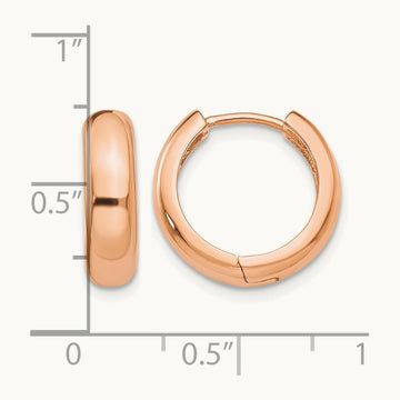 Round Hinged Hoop Earrings, 14K Rose Gold