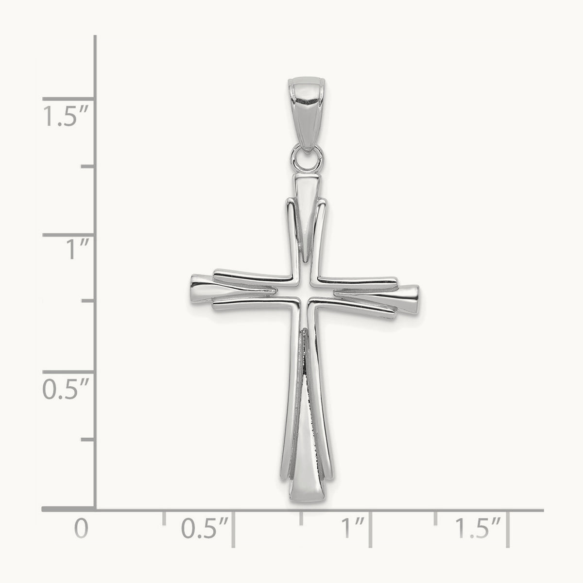 Polished Solid Cross Pendant — 14K White Gold