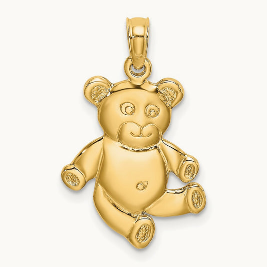 Reversible Teddy Bear Charm, 14K