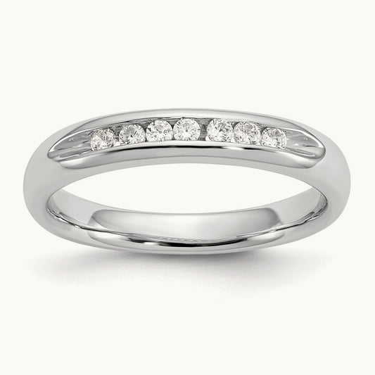 7-Stone Diamond Channel Band, 14K White Gold