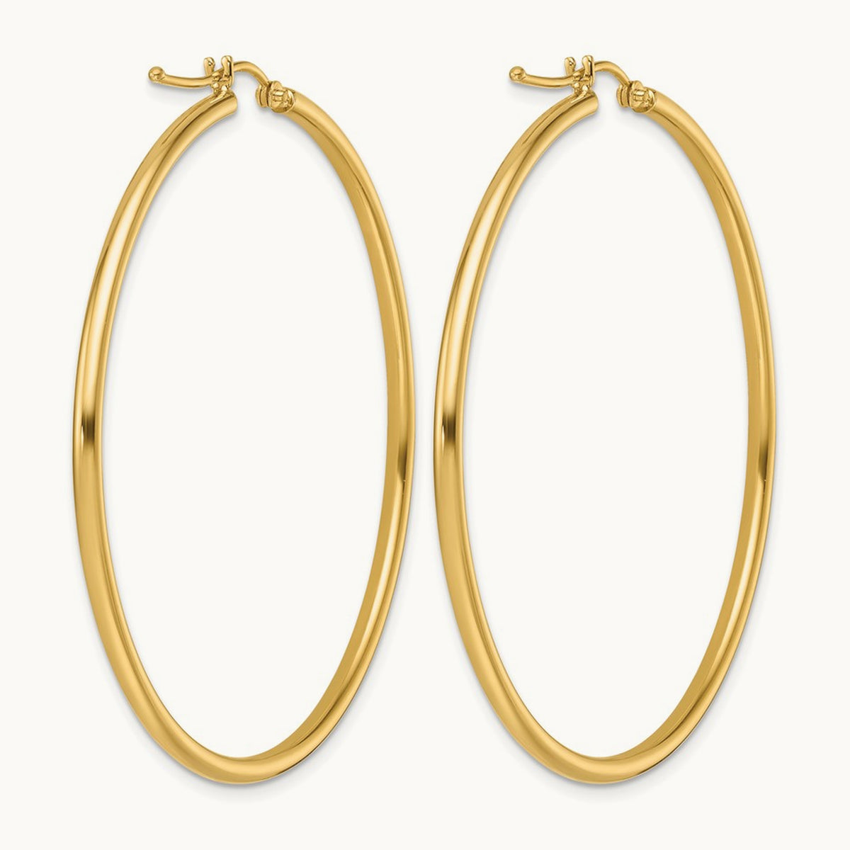 Polished Hoop Earrings — 14K Yellow Gold, 2mm