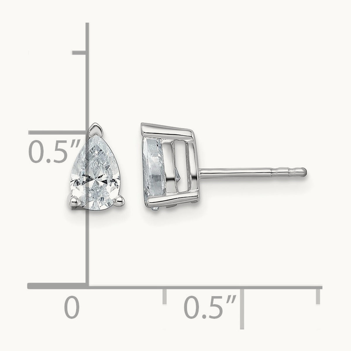 Pear 3 Prong Stud Earrings, 0.50-6.00 ct tw Lab-Grown Diamond — 1 ct, 14K White Gold