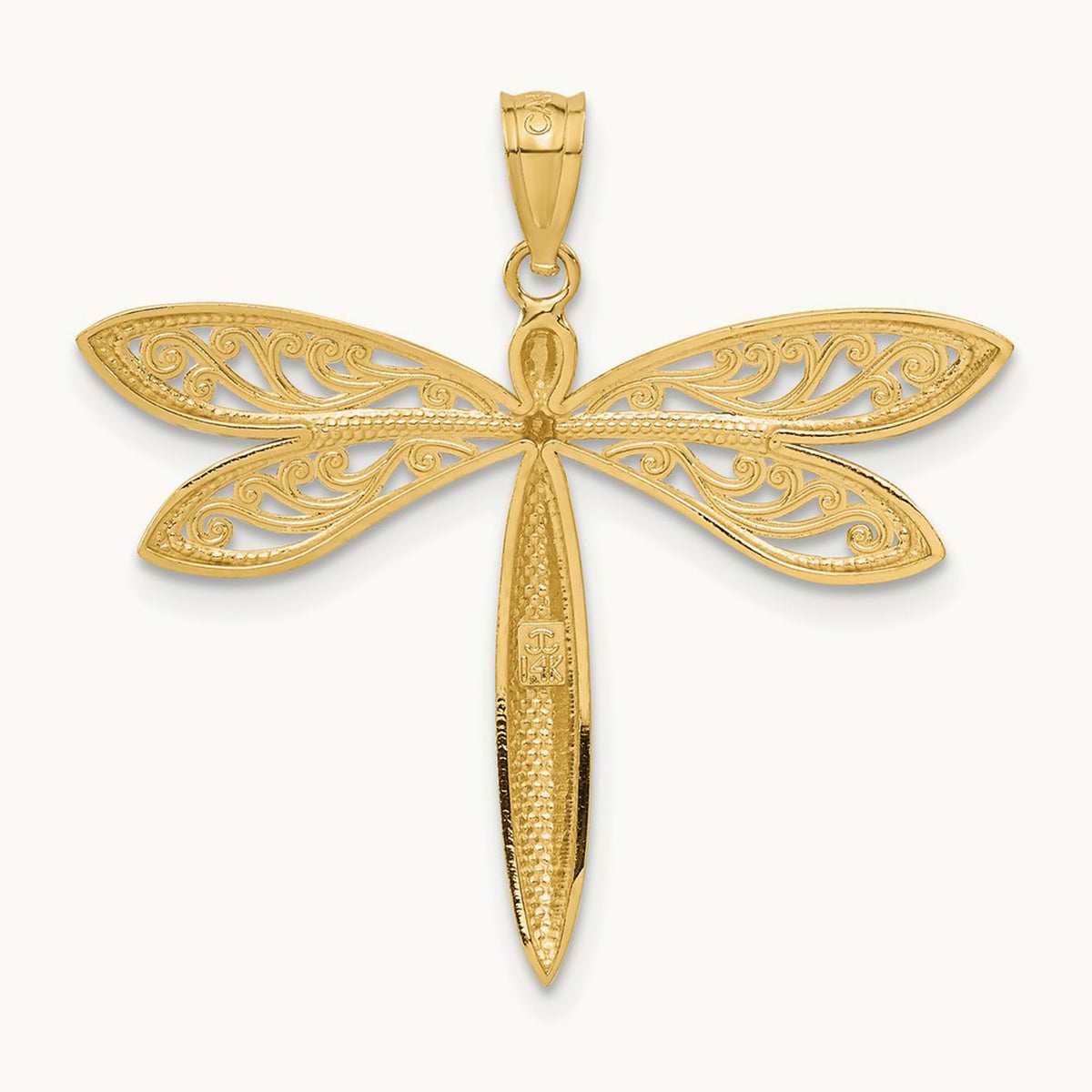 Dragonfly Pendant, 14K with Rhodium