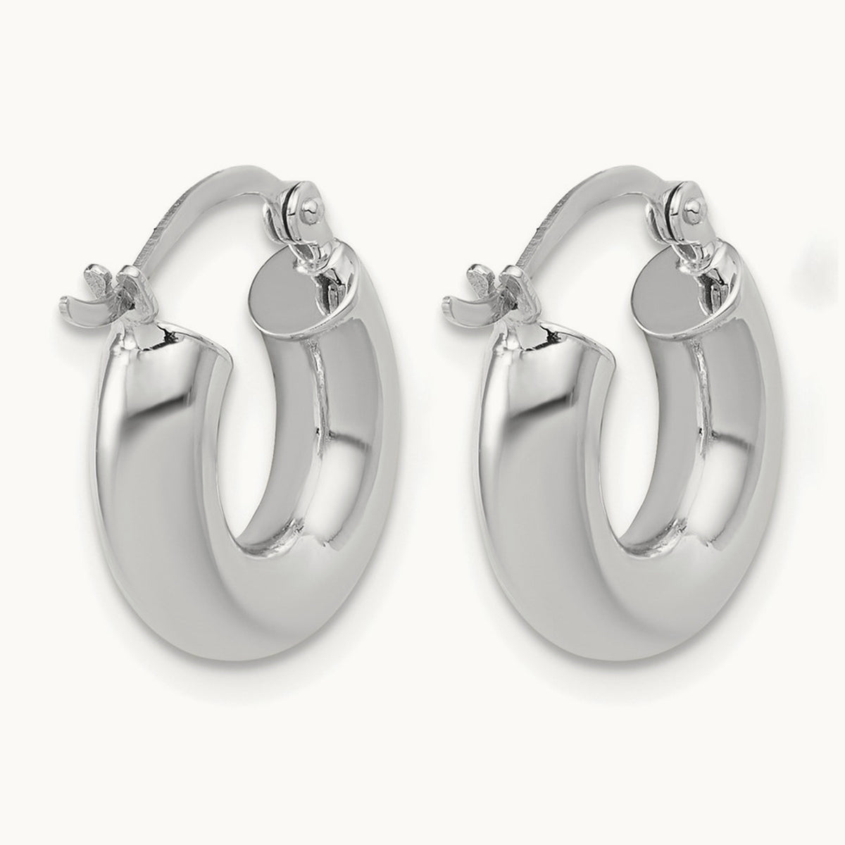 Polished x Lightweight Tube Earrings — 14K White Gold