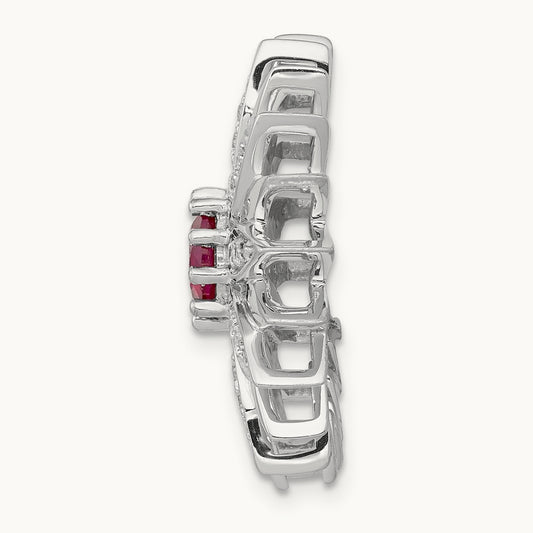 3/8ct. Diamond and Ruby Flower Chain Slide, 14K White Gold