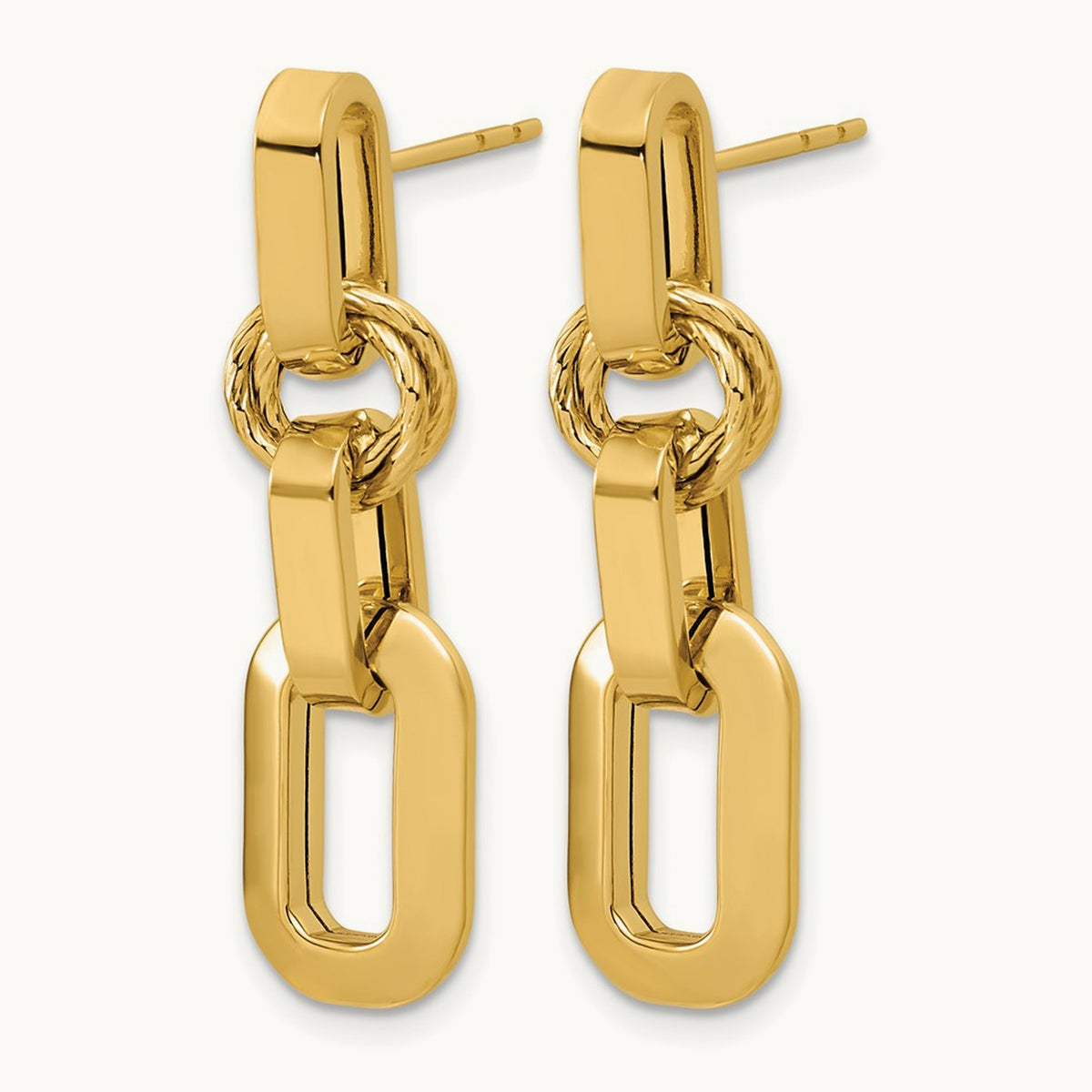 Polished Fancy Link Dangle Post Earrings — Leslie's — photo set