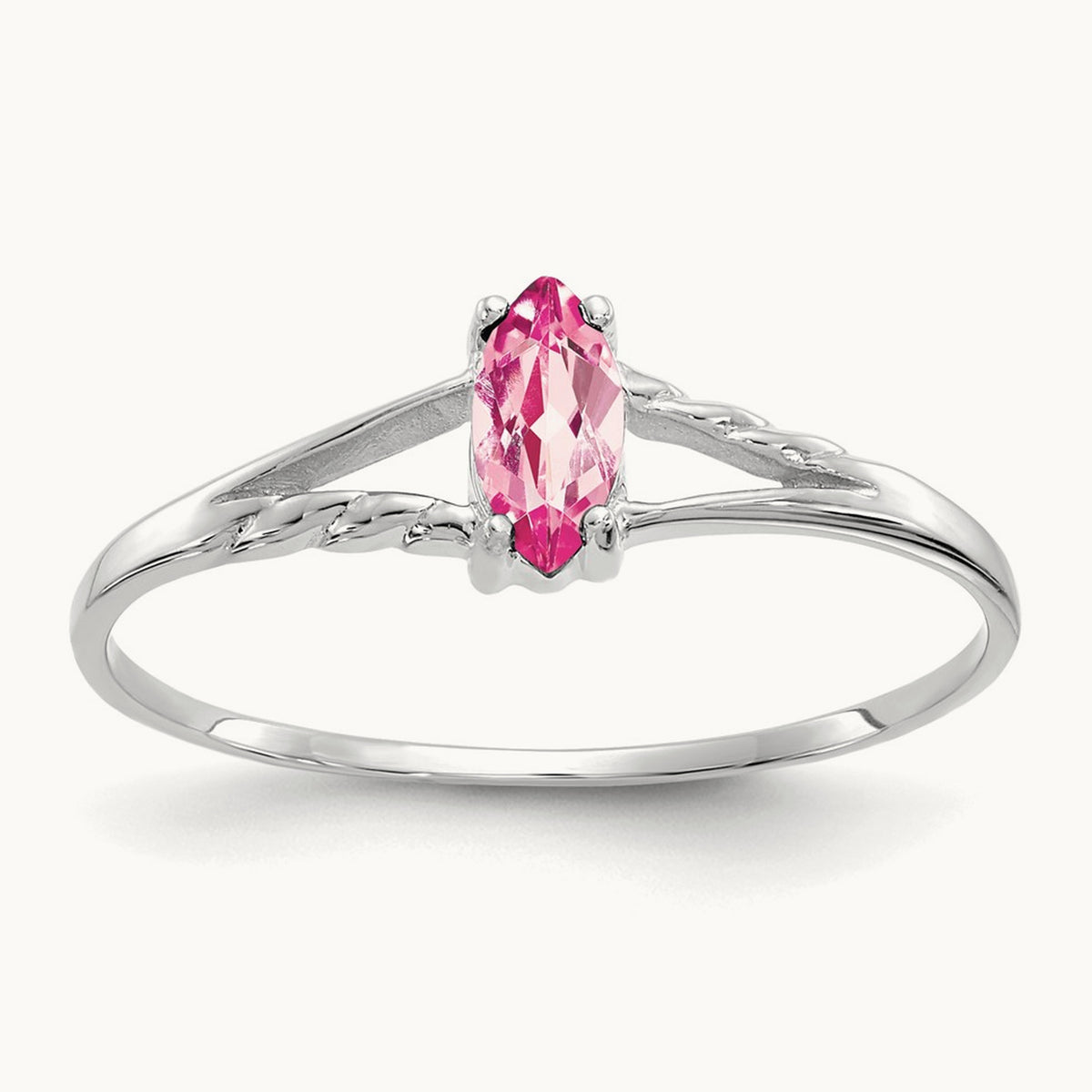 Pink Tourmaline Birthstone Ring, 14K White Gold